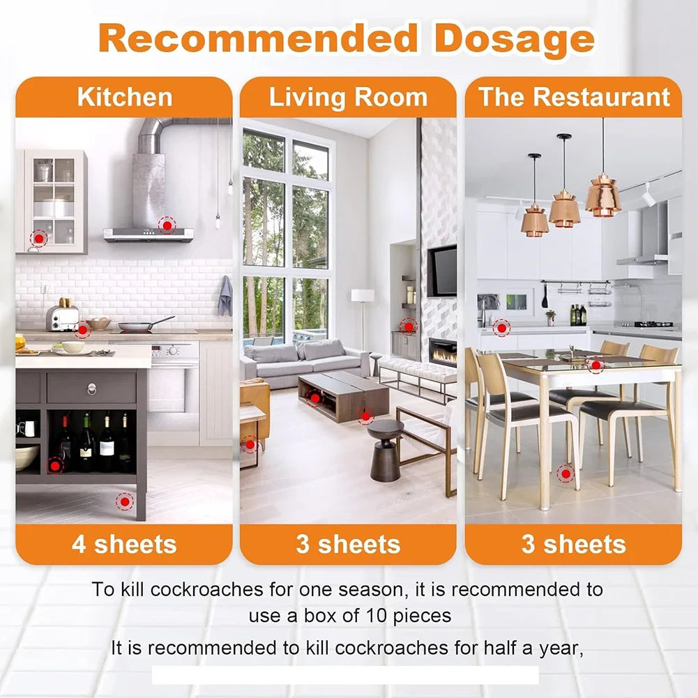 10 Pack Roach Baited Glue Traps Indoor Infestation Traps Glue Cockroach Killer Infestation Indoor Home Pest Bug Insect Control