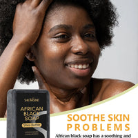 100g AFRICAN BLACK SOAP Shea Butter Bar Moisturizing Acne Treatment Cleanser for Clear Skin Care Deep Cleaning Glowing