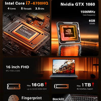 ACEKAMAS 16" Portable Gaming Laptop intel Core i7-6700HQ GTX 1060 IPS Windows 11 Laptops Computer 16GB DDR4 1TB SSD Notebook PC