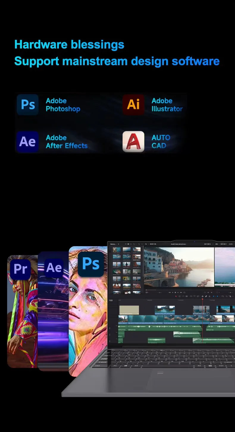 15.6" Ultra Slim Intel Core i7 6500U Laptop Computer Windows 11 16GB DDR4 1TB SSD Notebook PC Fingerprint Unlock Gaming Laptops