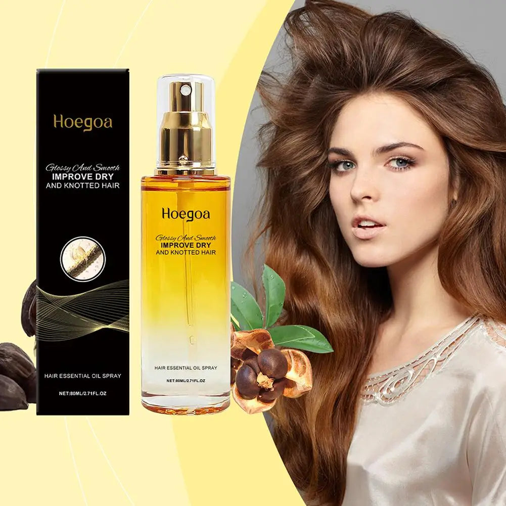 Hair Care Essential Oil Spray Improves Dry And Frizzy Hair, Non-Greasy Lightweight Smooth Hair Strengthening Essential Oil Spray