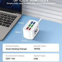 6 USB Charger Power Strip Universal Fast Charging EU/US Plug Phone Charger Adapter Electric Socket Extension Cable Table Socket