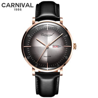 Carnival Brand 3D Curved Dial Luxury Sapphire Automatic Watch for Man Leather MIYIOTA Mechanical Watch Sports Wristwatch Male
