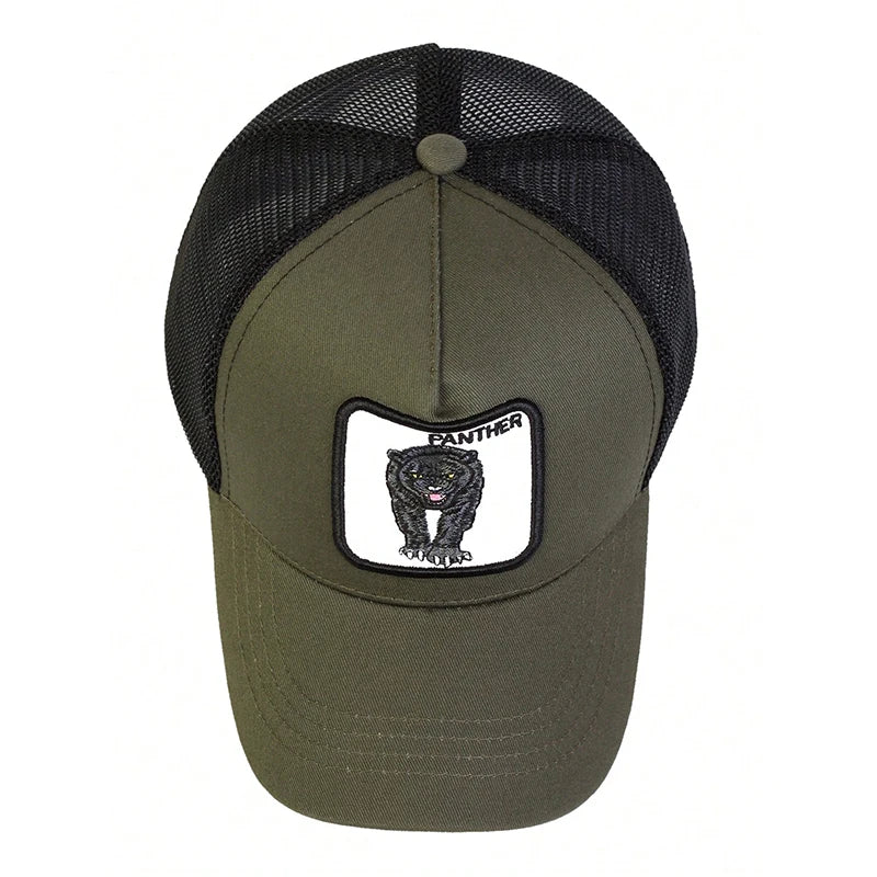 Unisex Leopard Embroidery Baseball Net Caps Spring and Summer Outdoor Adjustable Casual Hats Sunscreen Hat