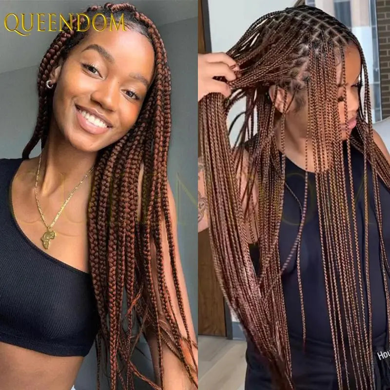 36'' Blonde Synthetic Long Cornrows Box Braided Full Lace Front Wig for Black Women Straight Lace Front Braiding Hair Wig