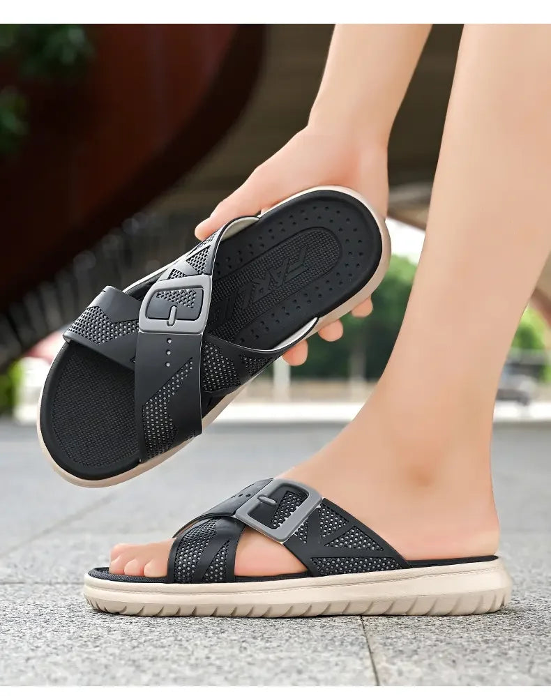 Breathable Summer Flip Flops Men Lightweight Quick Drying Slippers Comfortable Indoor and Outdoor Slides Waterproof Beach Shoes