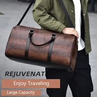 Large Capacity Retro Crocodile-Textured Travel Duffel Bag - Durable Unisex Vacation Luggage,  Versatile Gift for Men & Women