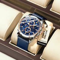 POEDAGAR Luxury Sports Man Wristwatch Military Quartz Men Watch Waterproof Luminous Chronograph Date Leather Men's Watches Reloj