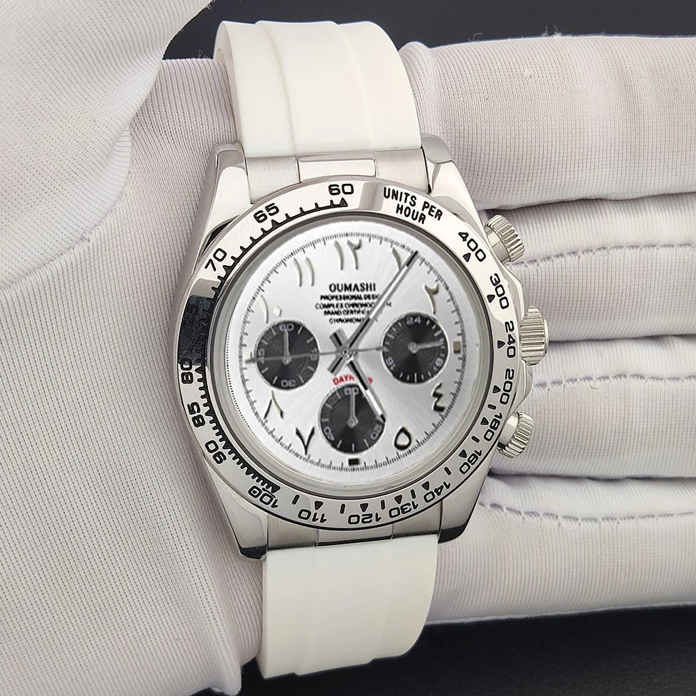 39.3mm VK63 Men's watch Arabian Dial customized Men's watch Luxury Quartz watch man VK63 Sport Chronograph Sapphire Glass watch