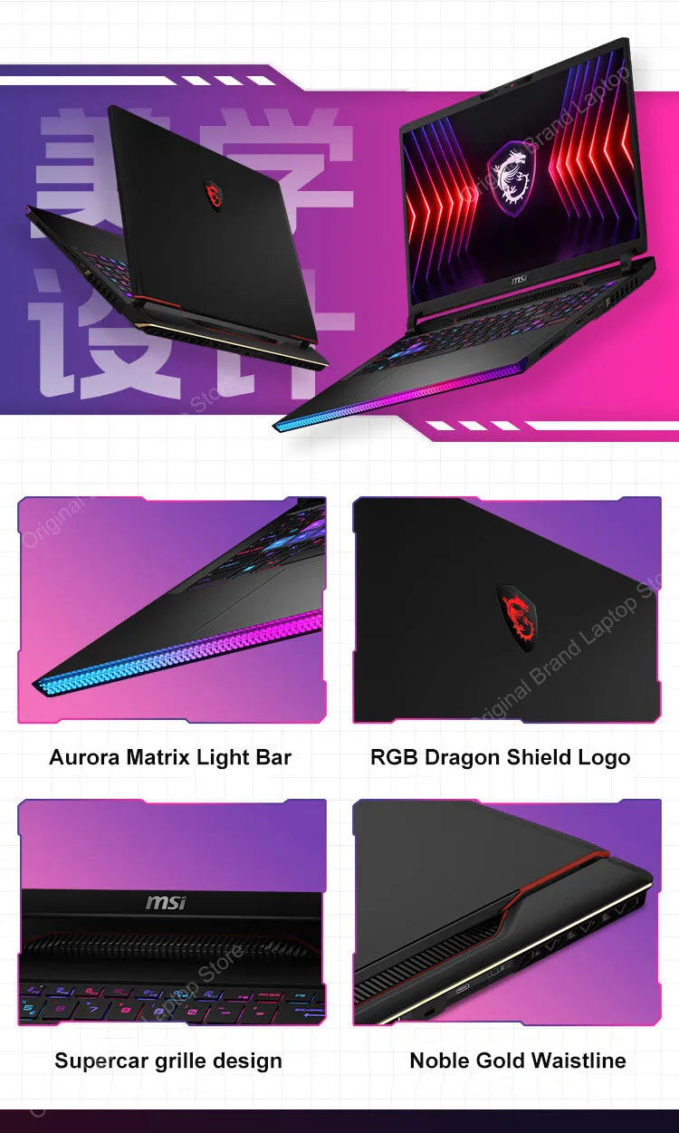 2024 MSI Raider GE68 HX Gaming Laptop 16 Inch 4K UHD 120Hz Mini LED Screen Notebook i9-14900HX 32GB 2TB RTX4080 Netbook Computer