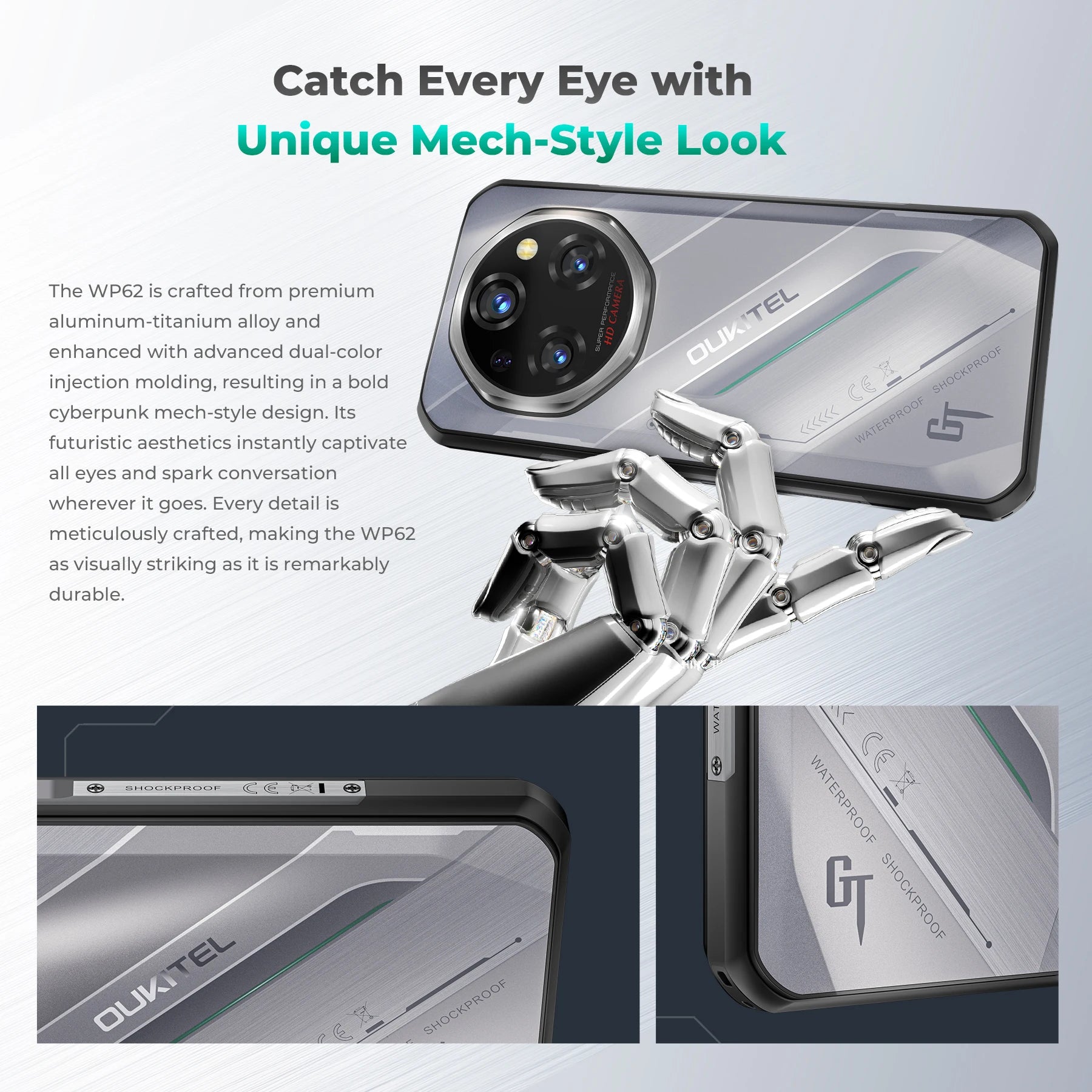 Oukitel WP62 5G Rugged Smartphone 48GB(16+32) +512GB, 6.6" FHD+ 108MP Camera Mobile Phone, 11000mAh 33W, Android 15 Cellphone