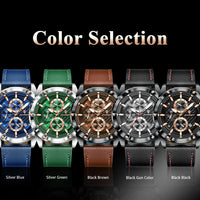 POEDAGAR Luxury Sports Man Wristwatch Military Quartz Men Watch Waterproof Luminous Chronograph Date Leather Men's Watches Reloj