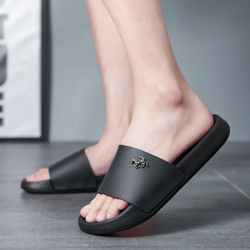 Men's Slide Sandals Soft Comfortable Non-Slip Slippers Indoor Outdoor Bathroom Beach Shoes Quick-Dry EVA Platform Lightweight