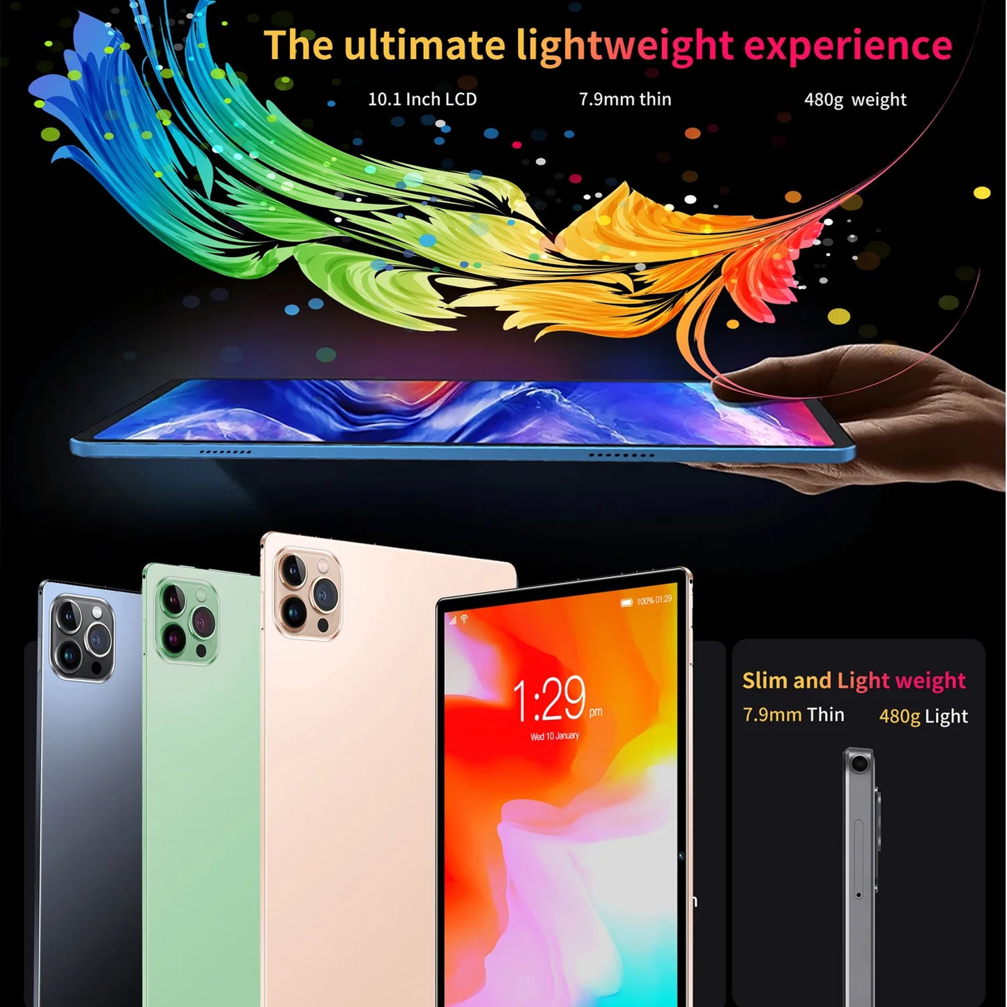 BDF Android 10.1 Inch Tablet Pc Google Play Octa Core Dual Cameras Dual SIM 3G Phone Call Tablets Bluetooth Wifi 4GB+ 64GB ROM