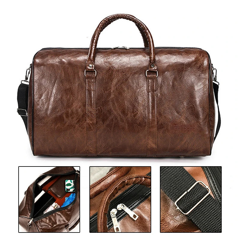 Unisex Large Capacity Waterproof Luggage Bag Portable Sport Weekend Bags Business Duffle Bag Soft Leather Travel Bag Suitcase
