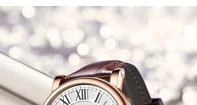 Fashion Mens Watches Top Brand Luxury Genuine Leather Strap Quartz Men's Watch Business Casual Date Chronograph Watch Men