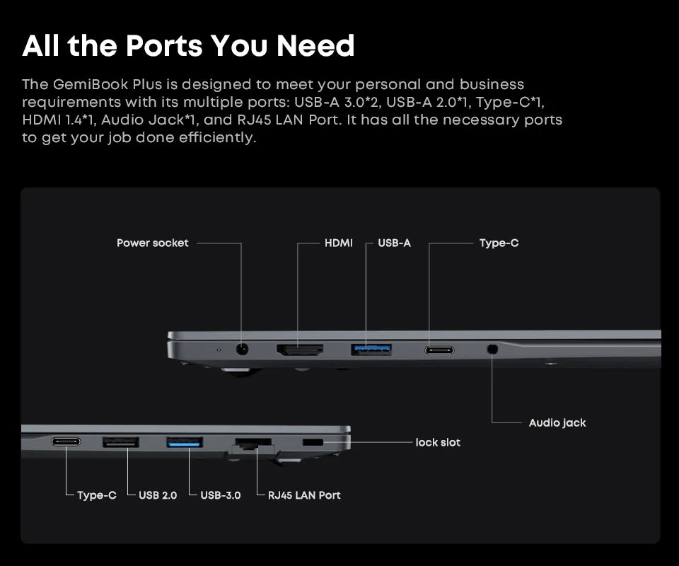 CHUWI GemiBook Plus Laptop Intel N150/N100 15.6 Inch 1920*1080 FHD Screen 16GB LPDDR5 512GB SSD Windows 11 WIFI 6 M.2 Up To 1T