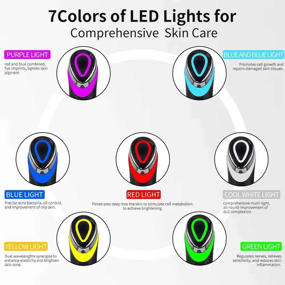 7 Colors EMS Microcurrent Facial Massager Age-R Booster Pro Anti Wrinkle Lift Device Home Use Beauty Tool for Skin Care & Rejuve