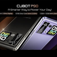 Smartphone Android 15 Cubot P90, 6.88-Inch 120Hz Screen, 24GB RAM+256GB ROM, G100 Octa-core, 2.2GHz, 64MP, 5100mAh,NFC, 4G Phone