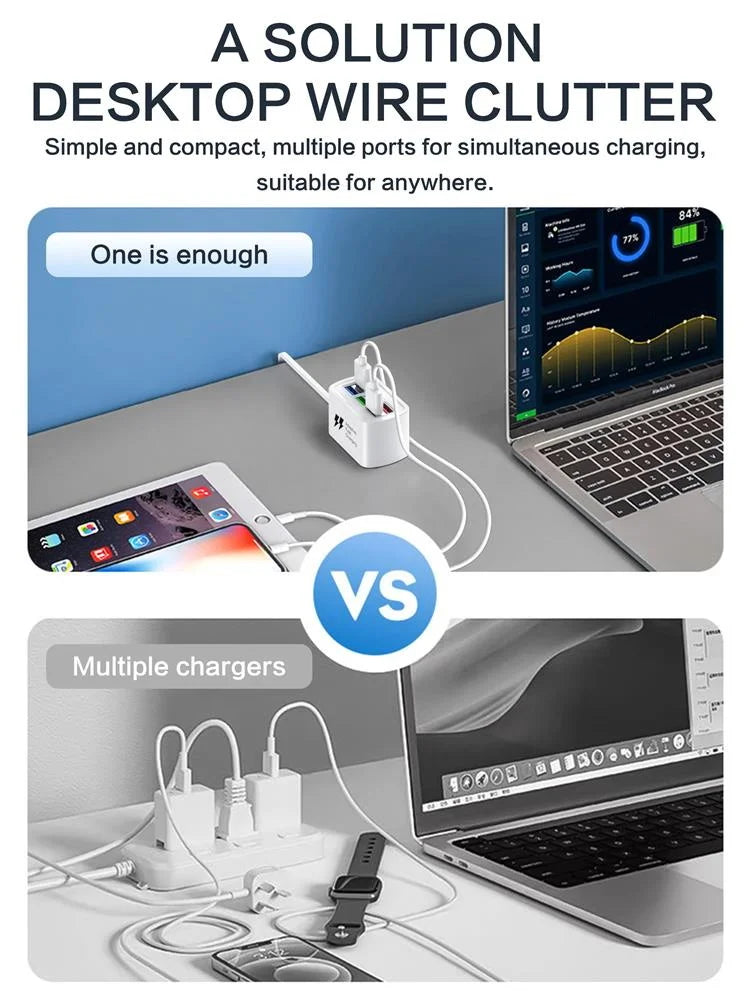 Elough 6 USB Charger Power Strip Desktop Fast Charging EU/US Plug Wall Phone Charger Adapter Electric Socket HUB Splitter 1M