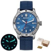 BERNY Top Automatic Diver Watch for Men PT5000 Movement 20ATM Waterproof Luminous Sapphire Lens Sport Swimming Diving Watch Men