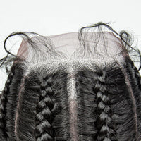 22inch Cornrow Braided Wigs Synthetic Lace Front Braids Wigs with Baby Hair 2 Curly Ponytail Braided Wigs for Black Women