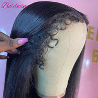 180 Density Straight Glueless Wigs Human Hair Lace Wig 13x4 Lace Front Human Hair Wig 4C Kinky Edges Hairline Wigs For Women
