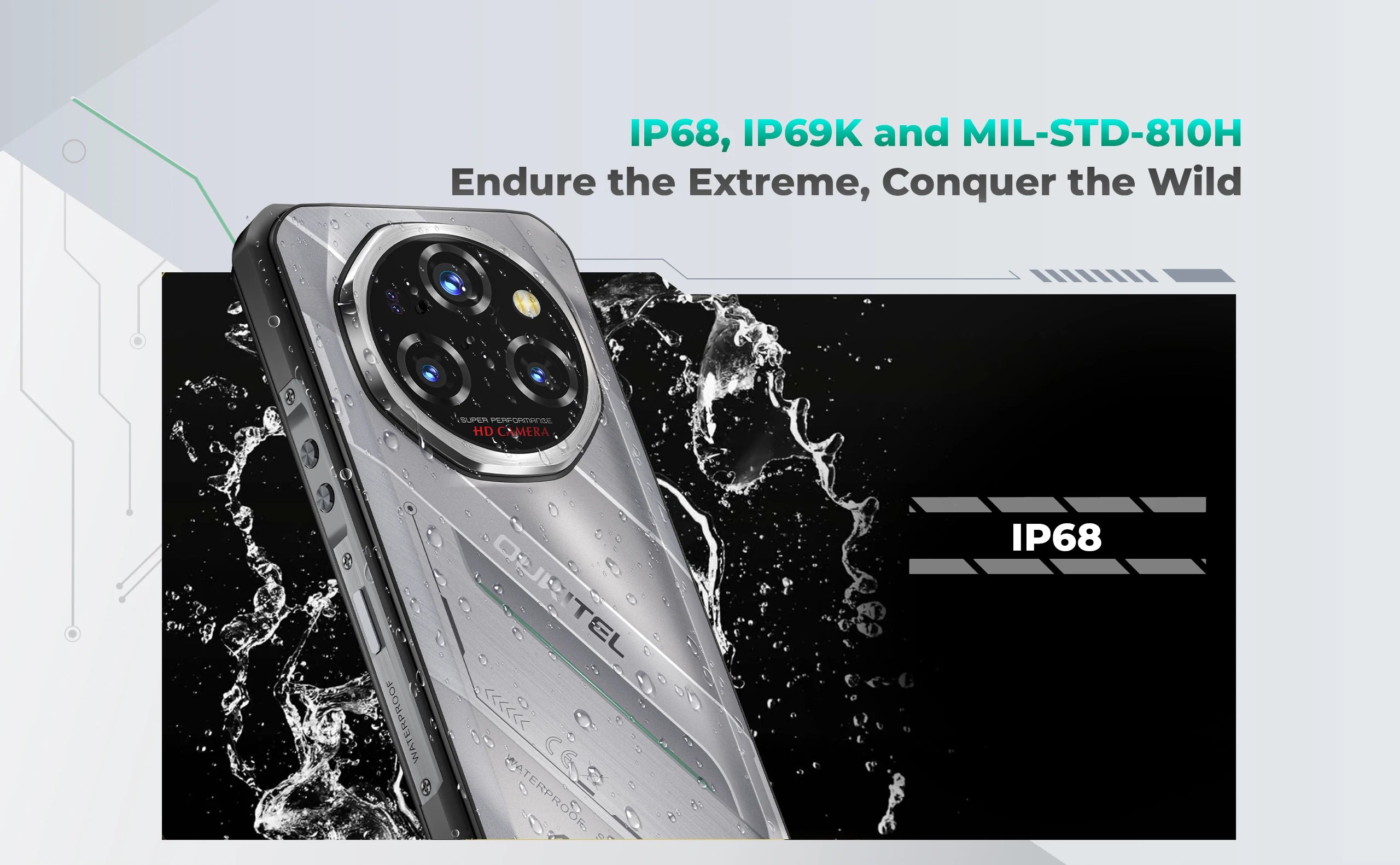 Oukitel WP62 5G Rugged Smartphone 48GB(16+32) +512GB, 6.6" FHD+ 108MP Camera Mobile Phone, 11000mAh 33W, Android 15 Cellphone