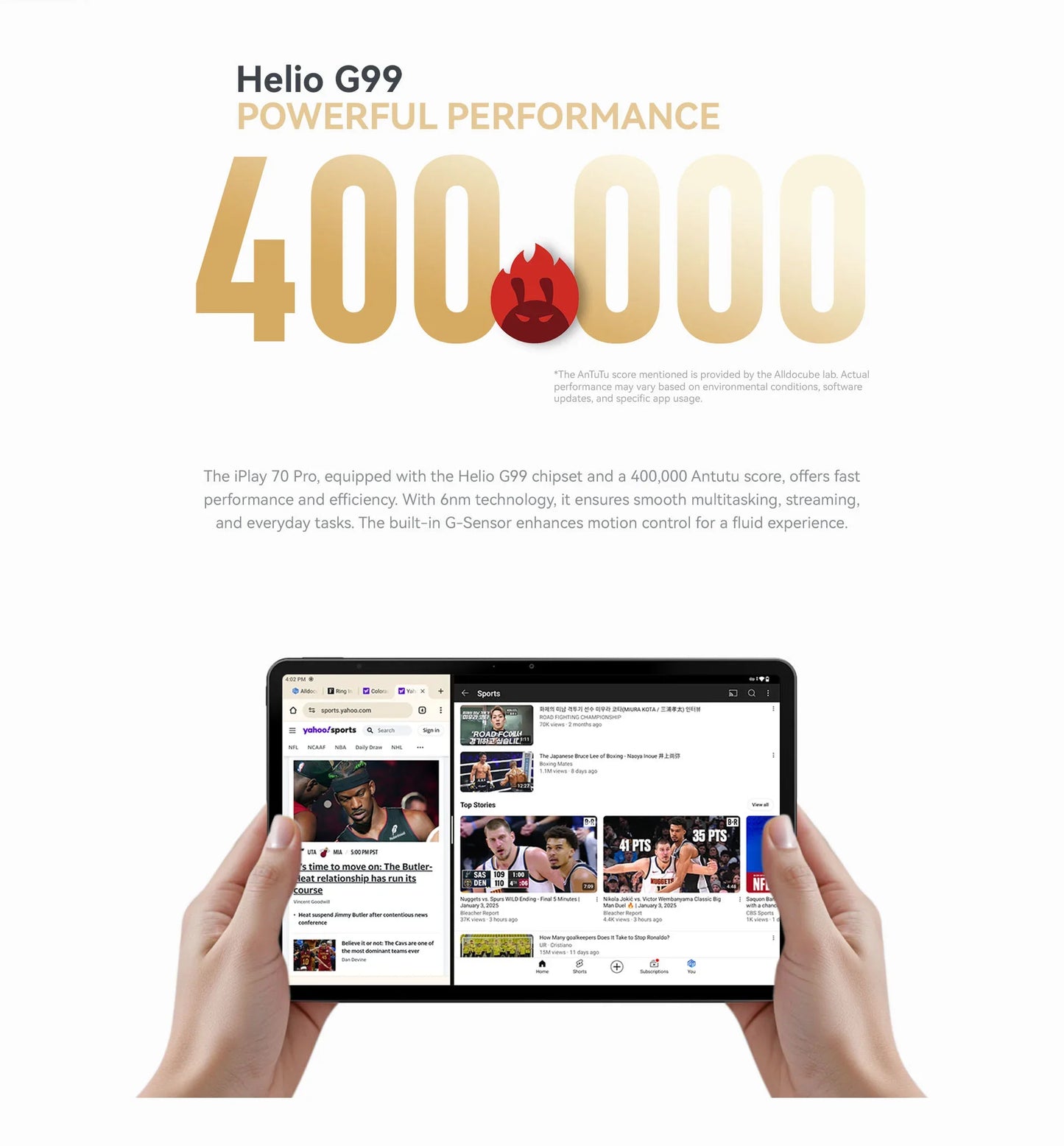 ALLDOCUBE iPlay 70 Pro Tablets 10.95 inch 2.5K 60Hz Display Helio G99 Octa 6GB+10GB RAM 256GB ROM Tablet PC 4G LET WiFi 7000mAh