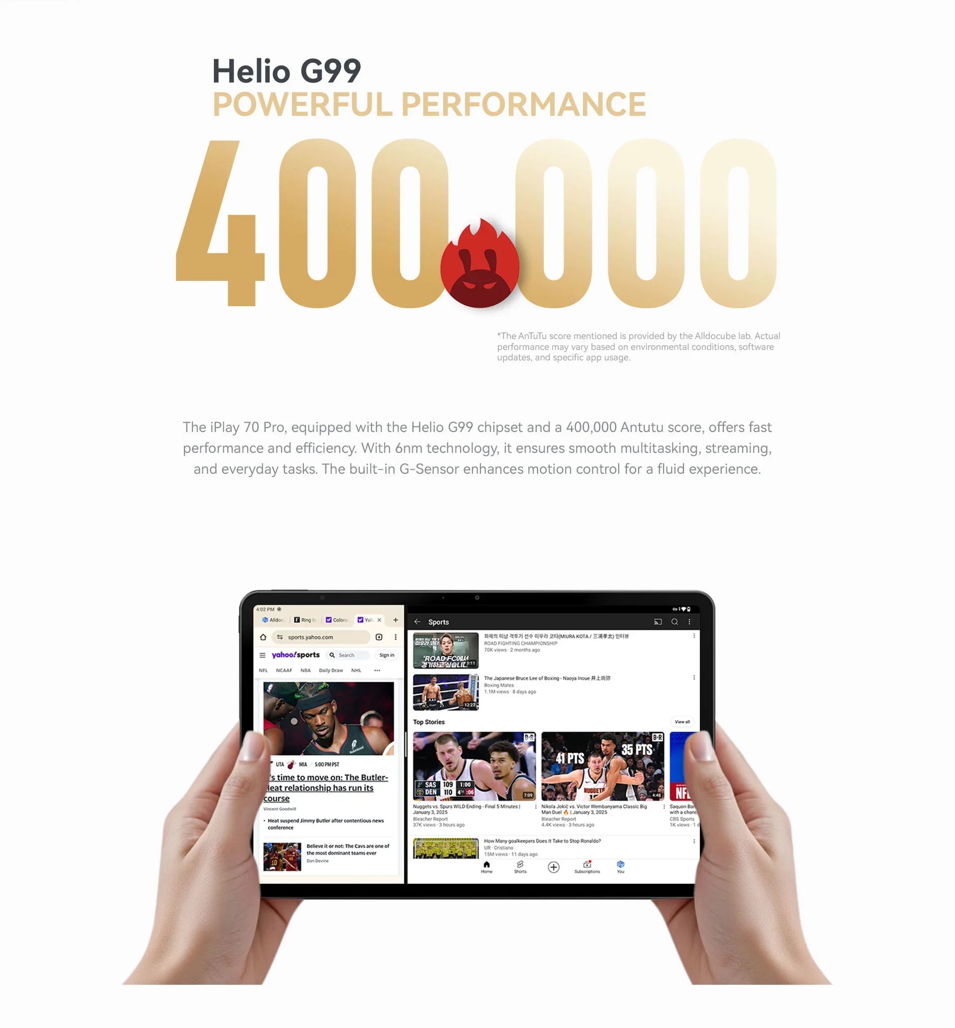 ALLDOCUBE iPlay 70 Pro Tablets 10.95 inch 2.5K 60Hz Display Helio G99 Octa 6GB+10GB RAM 256GB ROM Tablet PC 4G LET WiFi 7000mAh