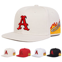 Unisex A Letter Embroidery Side Flame Hip-hop Hats Spring Autumn Adjustable Casual Snapback Baseball Caps Outdoor Sunscreen Hat