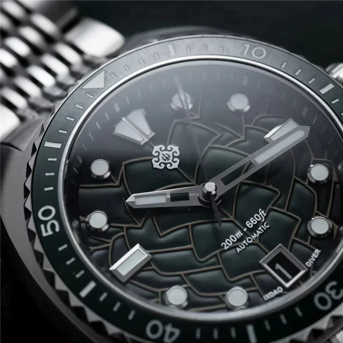 2025 New IXDAO IPOSE Automatic Mechanical Men Watch JD-X07S Dragon Scale Pattern Watch Stainless Steel BWG-9 Diving reloj hombre