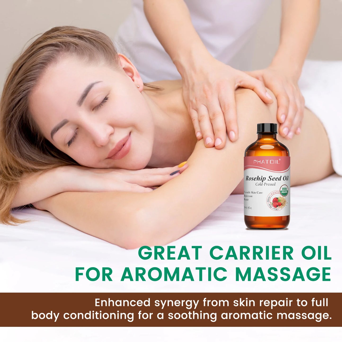 PHATOIL 118ML Rosehip Seed Oil For Moisturizing Skin & Nails Organic Cold Pressed Jojoba Oil Pure Natural Carrier Oils