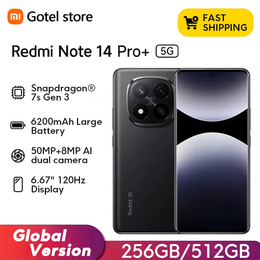 Xiaomi Redmi Note 14 Pro+ 5G Global Version Snapdragon 7s Gen 3 AMOLED 200MP Camera 6.7" 120Hz