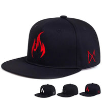 Unisex Flame Embroidery Hip-hop Hats Outdoor Adjustable Casual Baseball Caps Sunscreen Hat