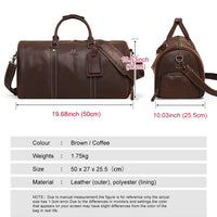 Men's Crazy Horse Leather Duffle Bag Large Capacity Travel Luggage Bag Fits 15'' Laptop & Shoes Durable Totes Bags for Business