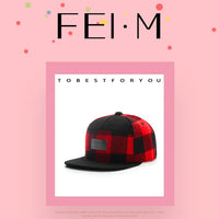 FEI M Fashion PLATED CAP Plaid Adjustable Snapback Cap Outdoor Adult Casual Sports Trucker Hat