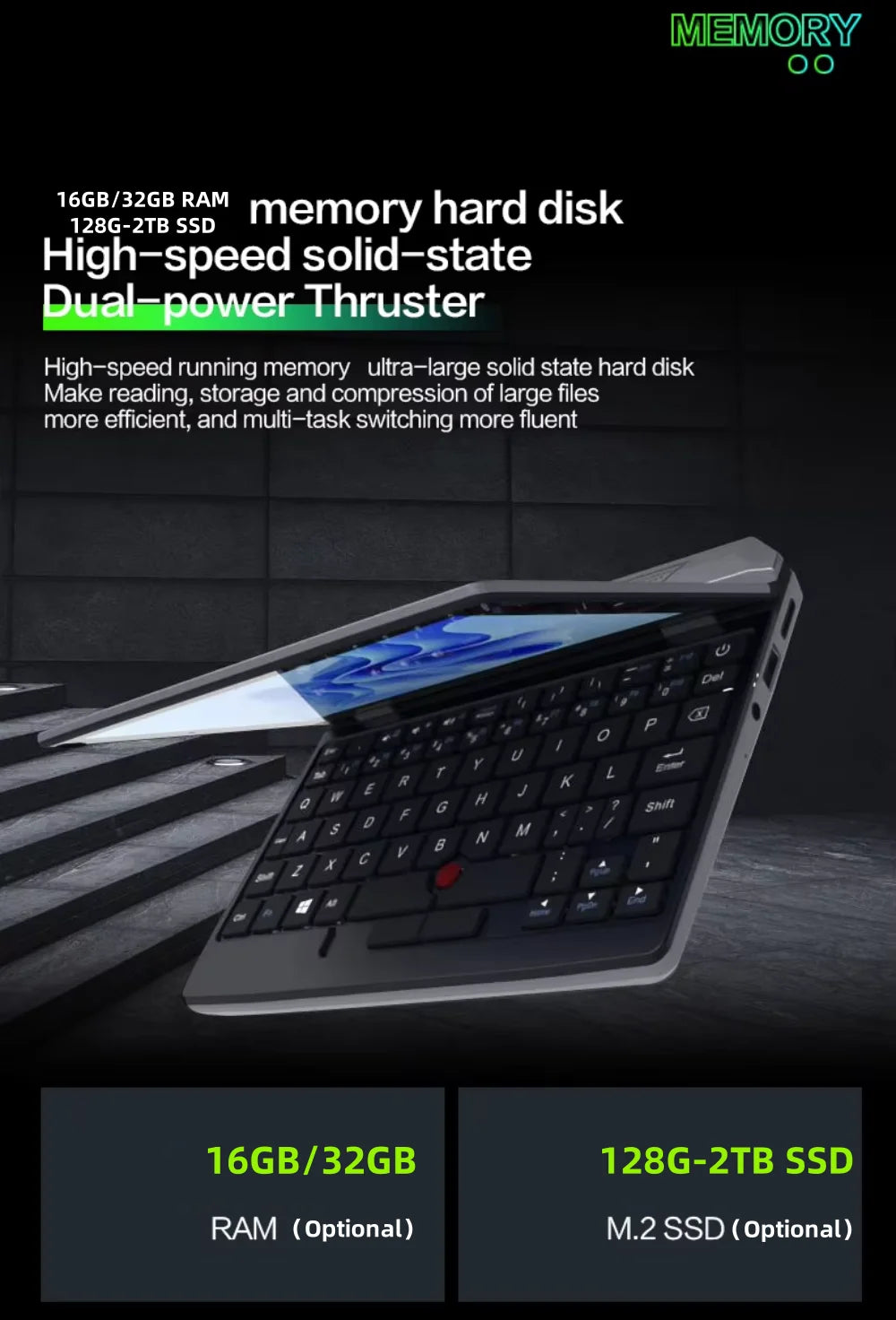 7 Inch Mini Laptop Intel N95 Notebook Touch Screen Portable Netbook Windows 11 Mini PC Micro Computer Bluetooth 4.2 16GB 1TB