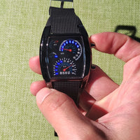 Men’s Fashion Quartz Wristwatch Sports Aviation LED Electronic Watch Fan Racing Dashboard Creative Male Digital Watch for Men