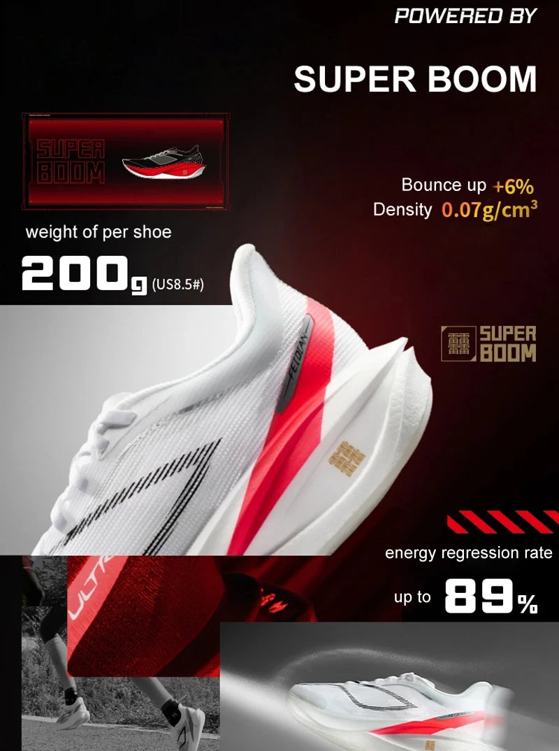 Li-Ning Men's FEIDIAN 5 CHALLENGER Racing Running Shoes SUPER BOOM Cushion CARBON-FIBER PLATE LiNing Competitive Sneaker ARMV001