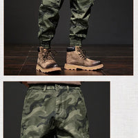 2025 NewMen's Fleece-Lined American Camouflage Casual Multi-Pocket Loose Zipper Jogger Pants Autumn Youth Trendy Workwear
