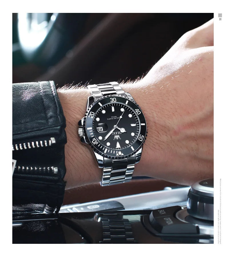 OLEVS 5885 Top Brand Classic Men's Quartz Watch Luminous Hands Calendar Display Stainless Steel Strap Waterproof Men's Watch