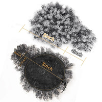 Afro Puff Kinky Curly Hair Updo Ponytail Extension with Bangs Drawstring Ponytail for Women Black, Synthetic Hair Ponytail