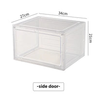 Transparent shoe box, hard box, magnetic storage, acrylic doll bag, hand-held storage box rack, front side opening shoe cabinet