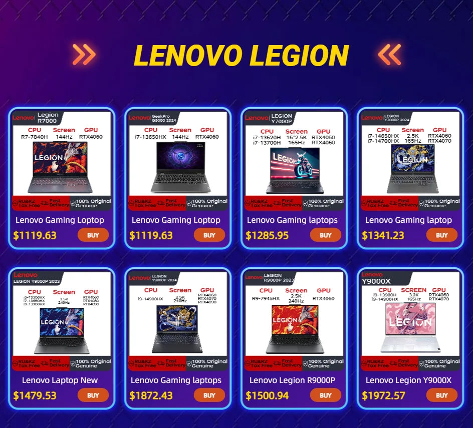 Lenovo Gaming laptop LEGION Y7000P 2024 notebook 16“ 2.5K 165HZ Screen i7-14650HX/14700HX 16G/32G RTX4060/RTX4070 computer PC