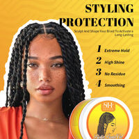 African Biotin Braid gel 100g Edges Control Twist Gel Tames Frizz & Edges Jojoba Oil Styling Braiding Gel Anti Hair Loss Wax，Loc