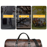 Large Capacity Retro Crocodile-Textured Travel Duffel Bag - Durable Vacation Luggage, Versatile Gift for Men & Women