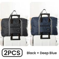 2 Pack Foldable Travel Duffel Bag for Airlines Carry on Bag Weekender Overnight Hospital Tote Bag Gym Duffel Bag Women Men