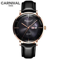 Carnival Brand 3D Curved Dial Luxury Sapphire Automatic Watch for Man Leather MIYIOTA Mechanical Watch Sports Wristwatch Male
