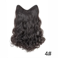 20Inch Synthetic Long Wavy Curly 4 Clip in Hair Extension V-shaped Heat Resistant Black Blonde Hairpiece for Women